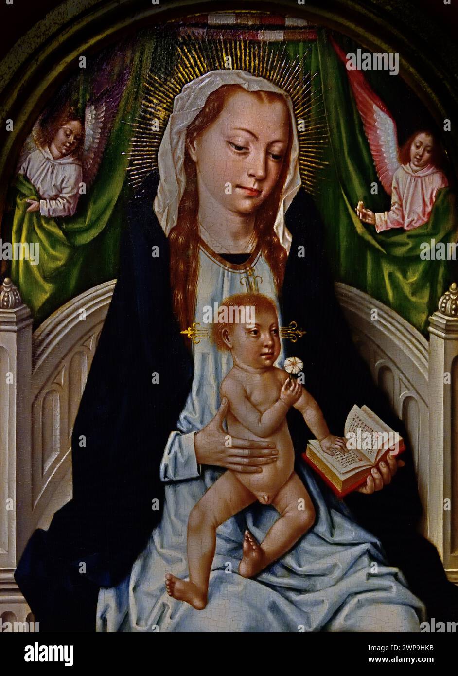 Madonna 1486 Meester van de (Brugse) Legende van de Heilige Ursula. Königliches Museum der Schönen Künste, Antwerpen, Belgien, Belgien. Stockfoto