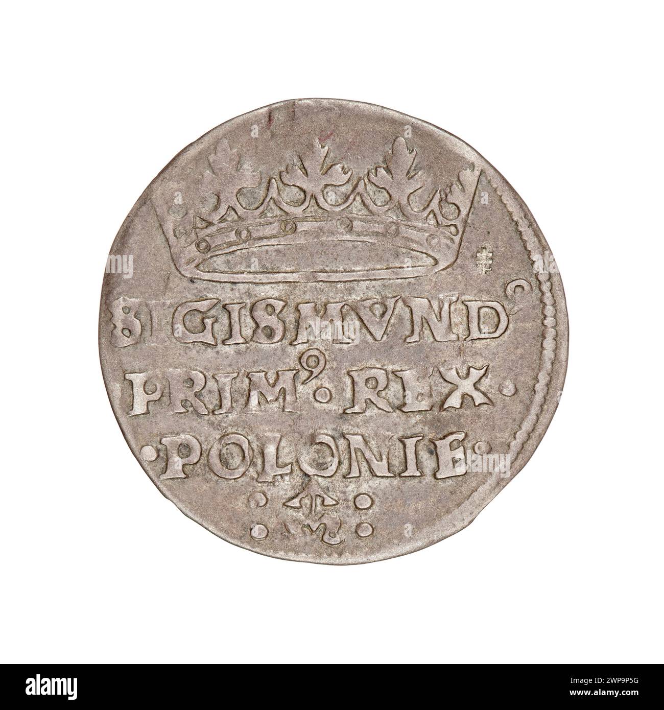 Kronennig geprägt unter König Zygmunt I. Stary von Polen, datiert 1526. Stockfoto