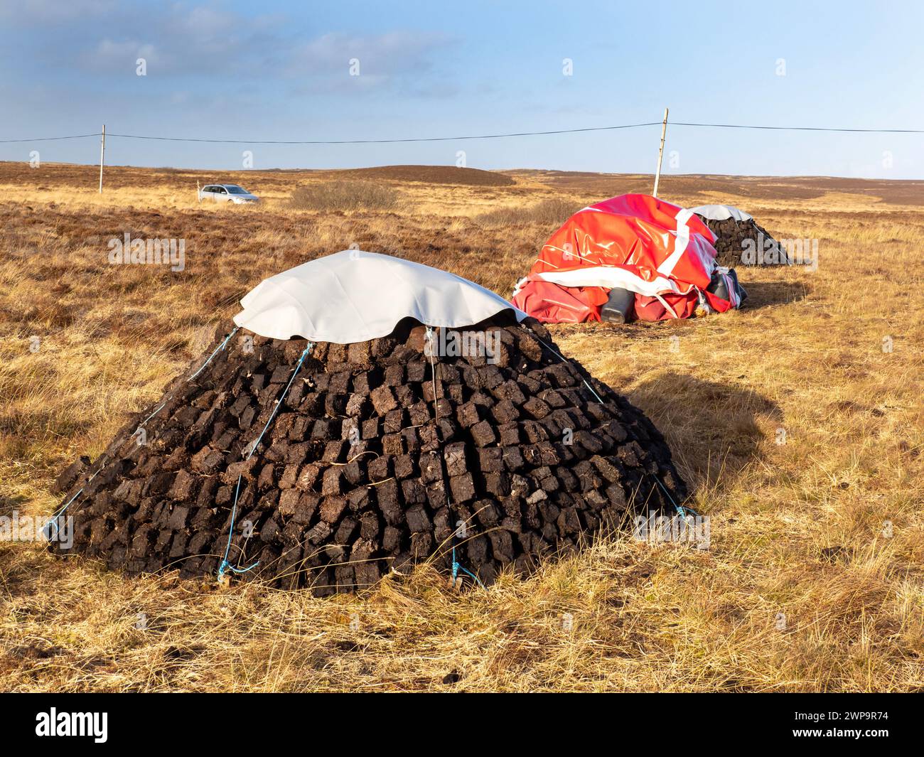 Torf für die Verbrennung von Hausbränden in Islay, Schottland, Großbritannien. Stockfoto