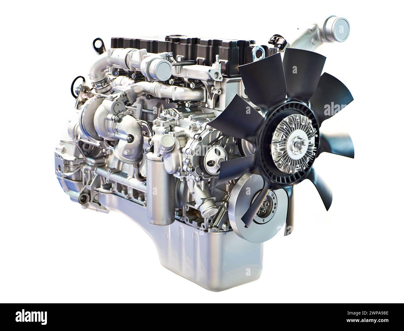 Dieselmotor isoliert weiß Stockfoto