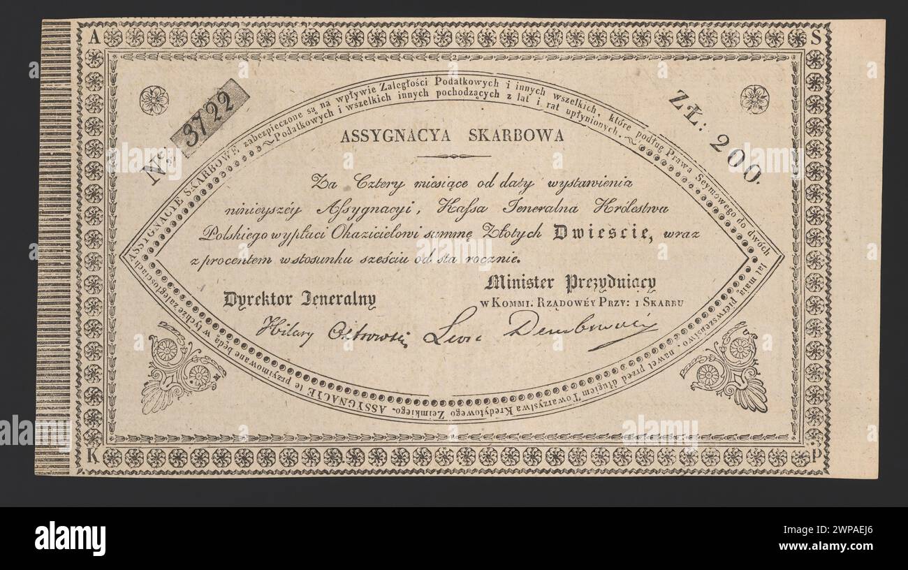 1831 ausgegebene offizielle Finanzverwaltung, die als Finanzinstrument der öffentlichen Hand für monetäre Zwecke dient. Stockfoto