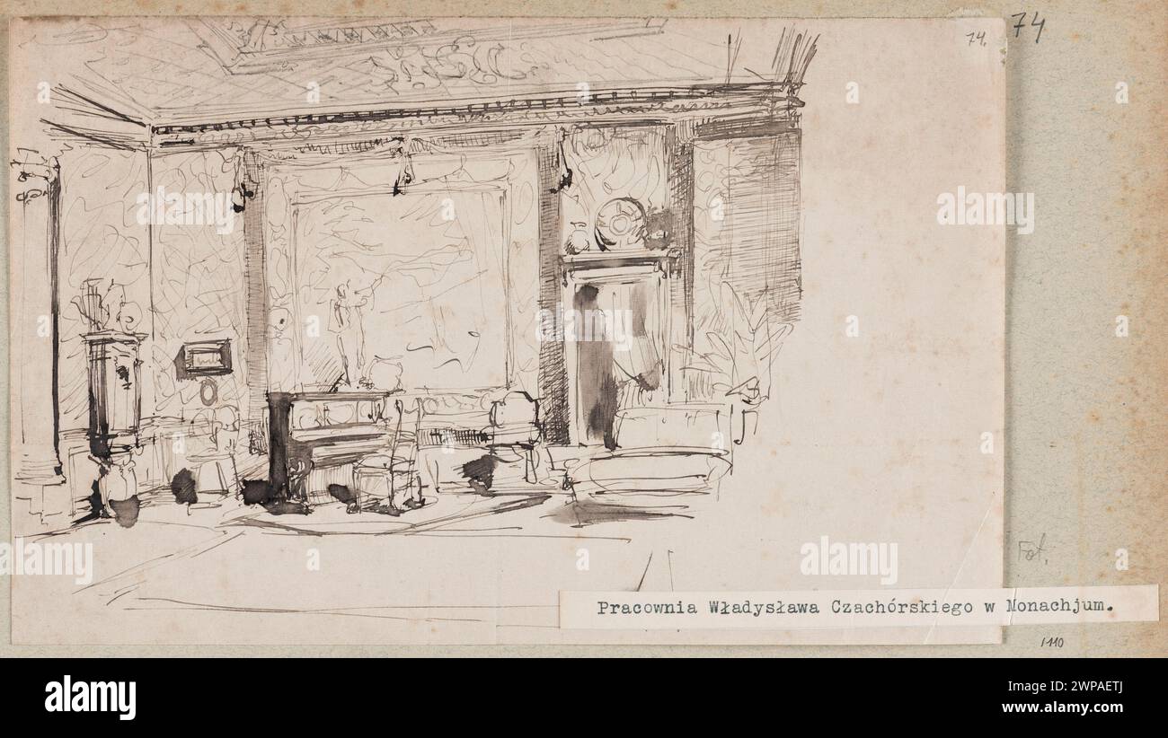 Władysław Czachórski Studio in München; Czachórski, Władysław (1850-1911); vor 1911 (1869-00-00-1911-00);Czachórski, München (Deutschland), Władysław (1850-1911), Künstlerateliers, Studien für Gemälde, Skizzen, Innenräume, Innenräume des Studios, Kauf (Provenienz) Stockfoto