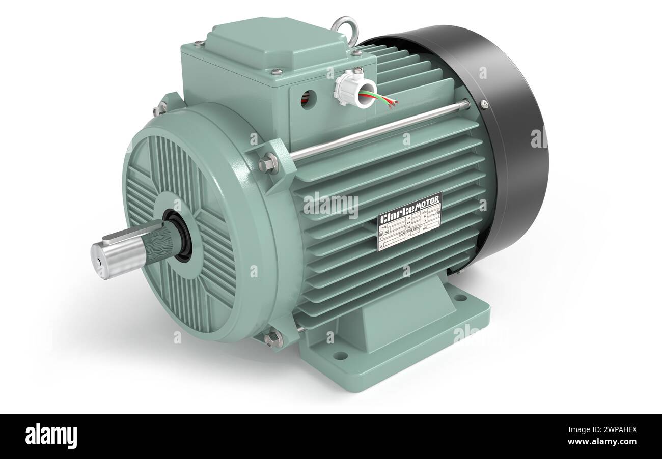 3D-Rendering eines Elektromotors Stockfoto