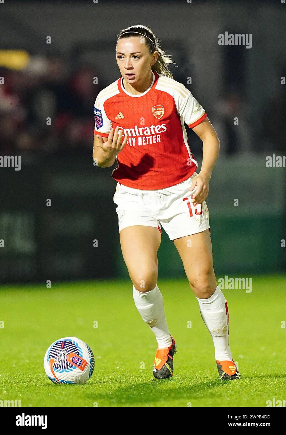 Arsenals Katie McCabe im Halbfinalspiel des FA Women's Continental Tyres League Cup im Mangata Pay UK Stadium in Borehamwood. Bilddatum: Mittwoch, 6. März 2024. Stockfoto