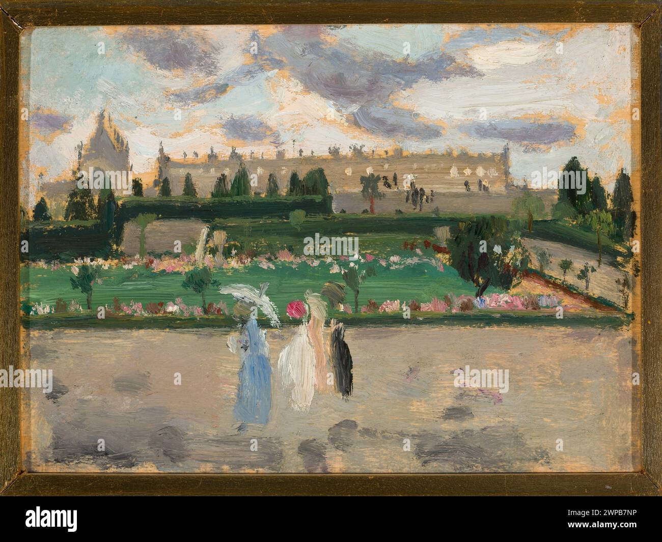 Stadtlandschaft von Tadeusz Makowski um 1908, die die Esplanade des Invalides in Paris zeigt, mit Palästen und Stadtblick, in zeitgenössischem Malstil ausgeführt. Stockfoto