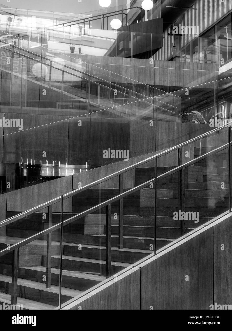 Symmetrische Treppe in POST, Houston, TX Stockfoto