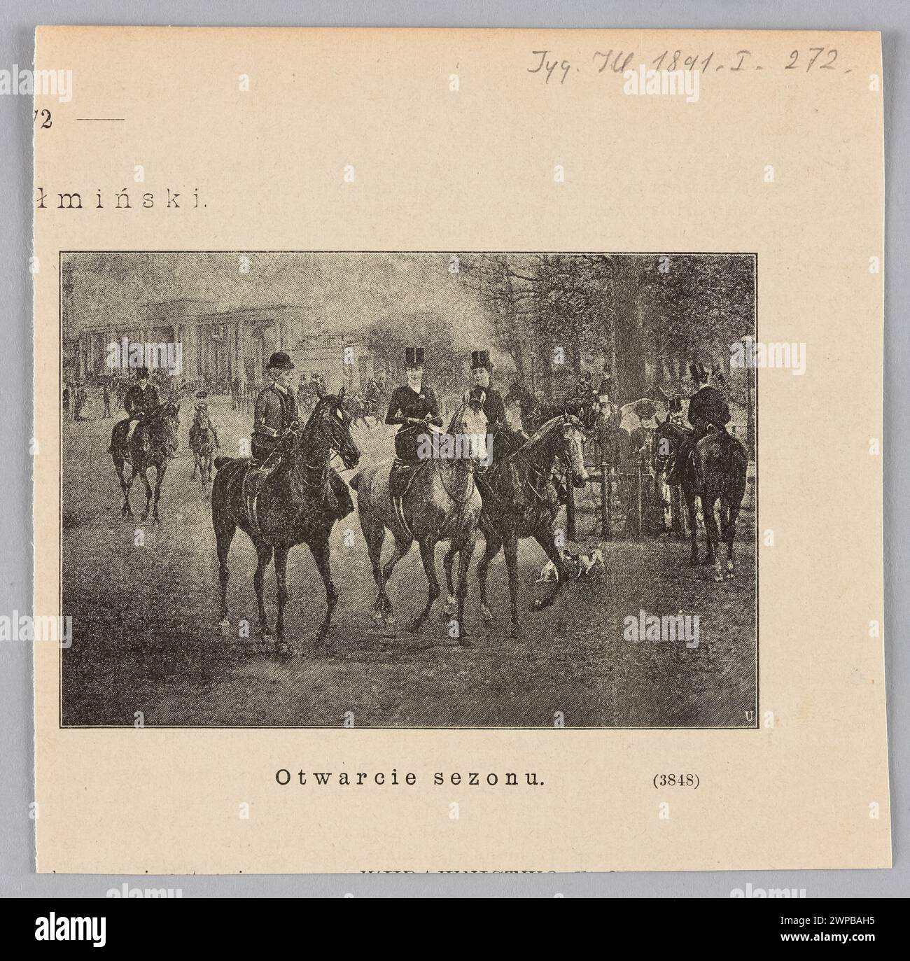 Bildwiedergabe: Jan Chełmiński (1851-1925), Eröffnung der Saison; Z: "Tygodnik Ilustrowany" 1891, Nr. 69 (25. April), S. 272; Tygodnik Ilustrowany (Warschau; Zeitschrift; 1859-1939); 1891 (1841-00-00-1841-00-00); Stockfoto