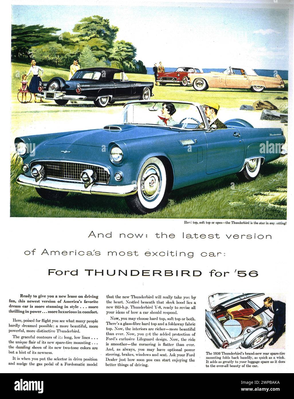 1956 Ford Thunderbird Printwerbung Stockfoto