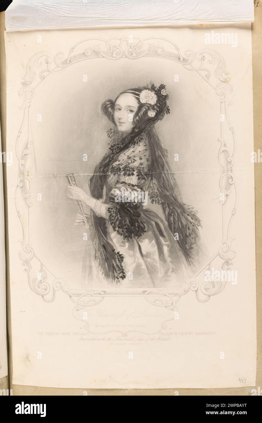 Porträt der Gräfin Ada Lovelace, erstellt zwischen 1858-1870 von William Henry Mote und Alfred Edward Chalon, veröffentlicht in London. Stockfoto