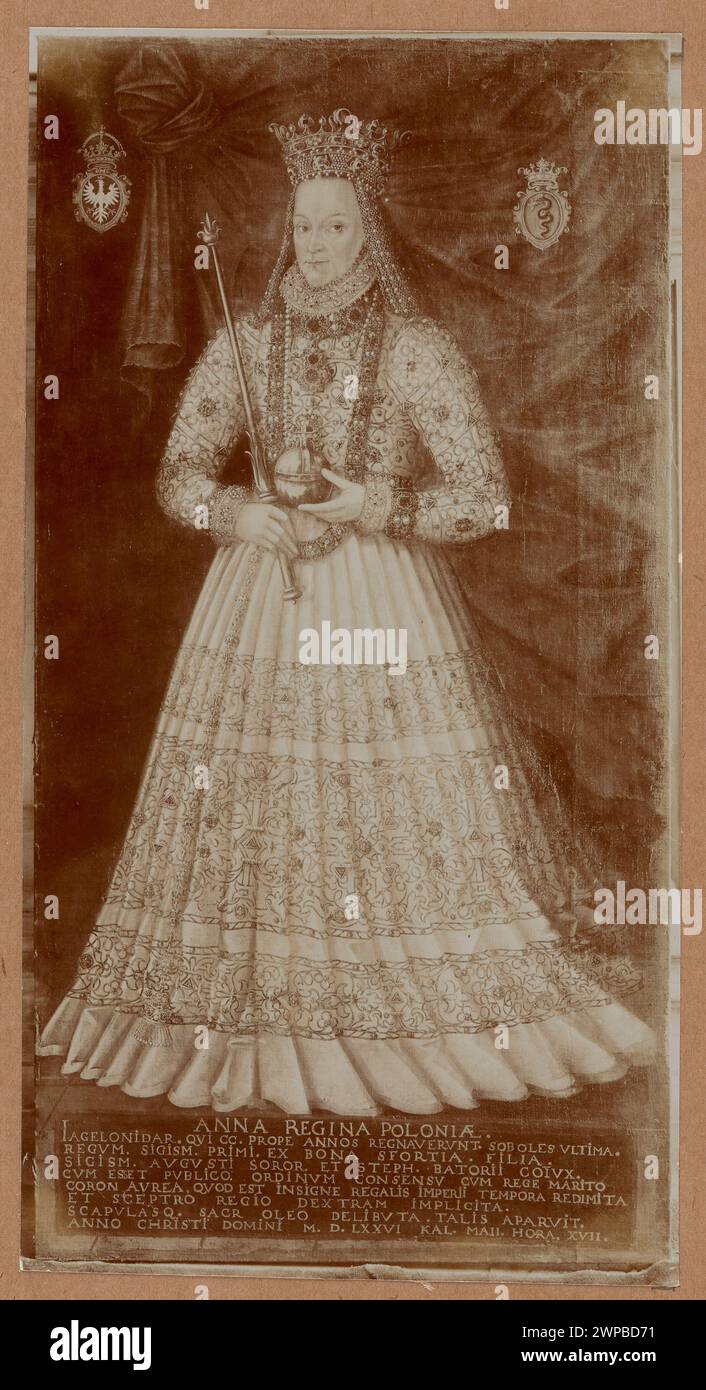 Foto von Anna Jagiellon in einem Krönungskleid, aufgenommen in der Krakauer Kathedrale von Ignacy Krieger, basierend auf einem Porträt von Marcin Kober. Stockfoto
