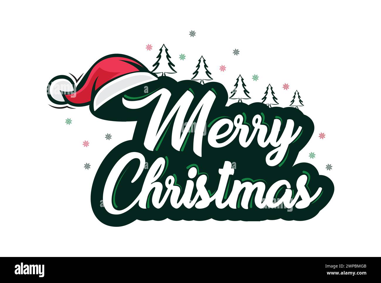 Frohe Weihnachten mit Weihnachtsmann Hut und Tress Stock Vektor