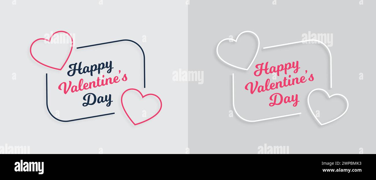 Happy Valentinstag Hintergrund mit Text und Linie Herzen Vektor Illustration Stock Vektor
