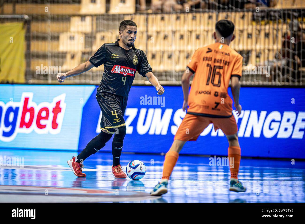 6. März 2024, Jaragua do Sul, Santa Catarina, Brasilien: JARAGUA DO SUL (SC), 06.03.2024- MEISTERSCHAFT/FUTSAL/SUPERCUP-Lanze während des Spiels zwischen Magnus Futsal (SP) und Apodi Futsal (RN), gültig für den Männer Futsal Super Cup 2024, ausgetragen am Mittwoch, 6. März, in der Arena Jaragua do Sul, Santa Catarina. (Kreditbild: © Richard Ferrari/TheNEWS2 via ZUMA Press Wire) NUR REDAKTIONELLE VERWENDUNG! Nicht für kommerzielle ZWECKE! Stockfoto