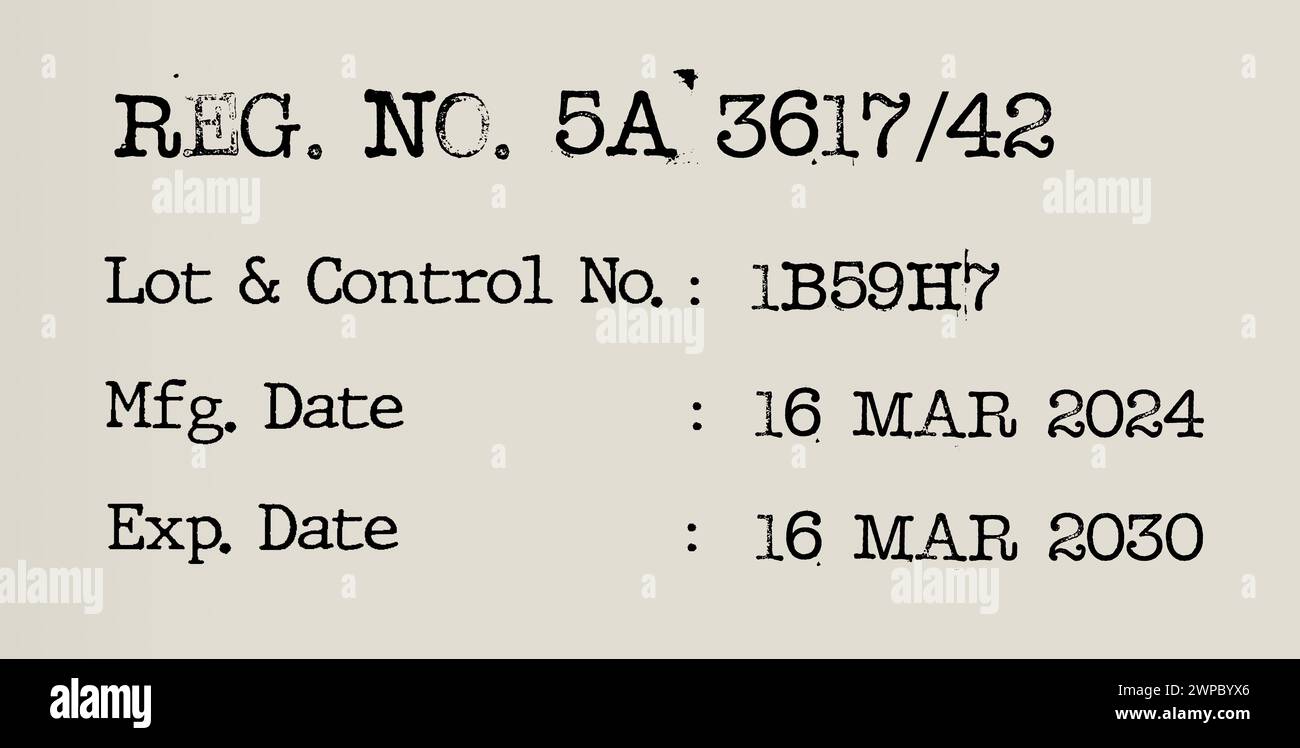 Details zum Verfallsdatum und Herstellungsdatum auf dem Produktetikett. Stockfoto