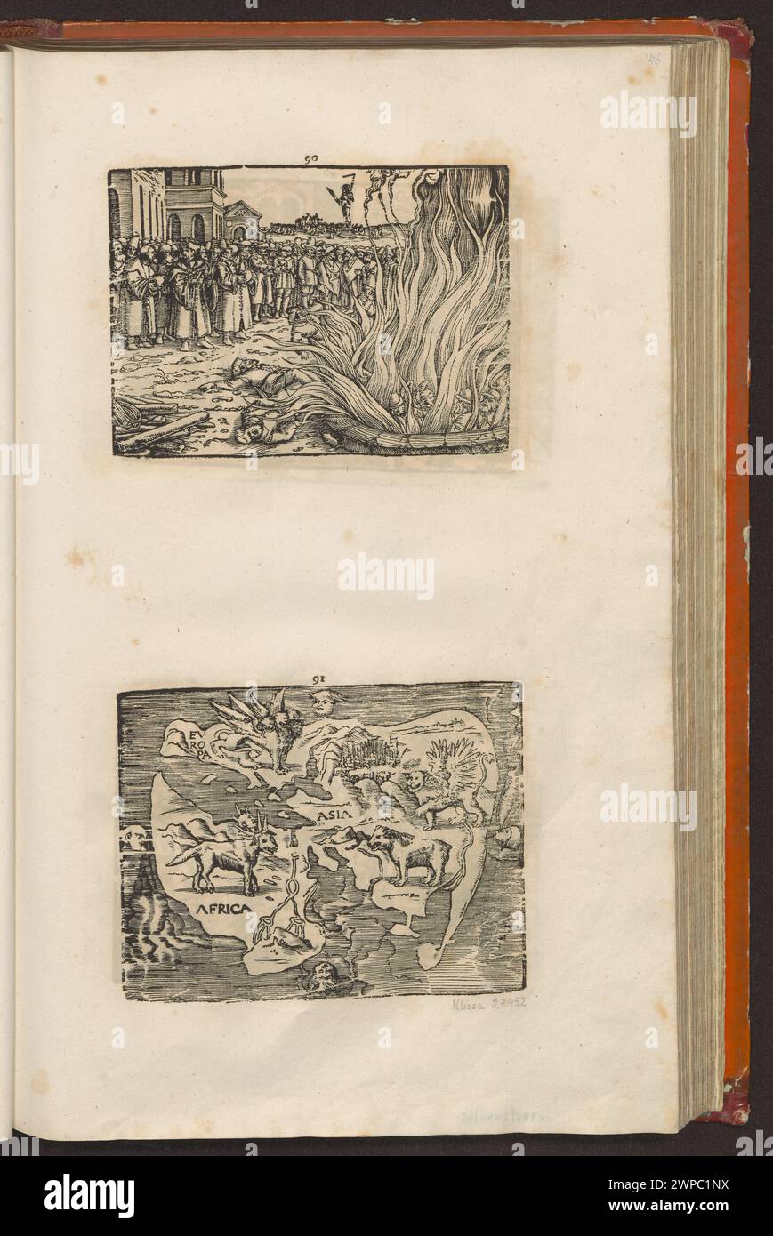 Kosickis Kunstwerk von 1840 zeigt Daniel drei Monate lang im Feuerofen und seine Vision von vier Tieren, die den Fall von vier Königreichen symbolisieren. Stockfoto