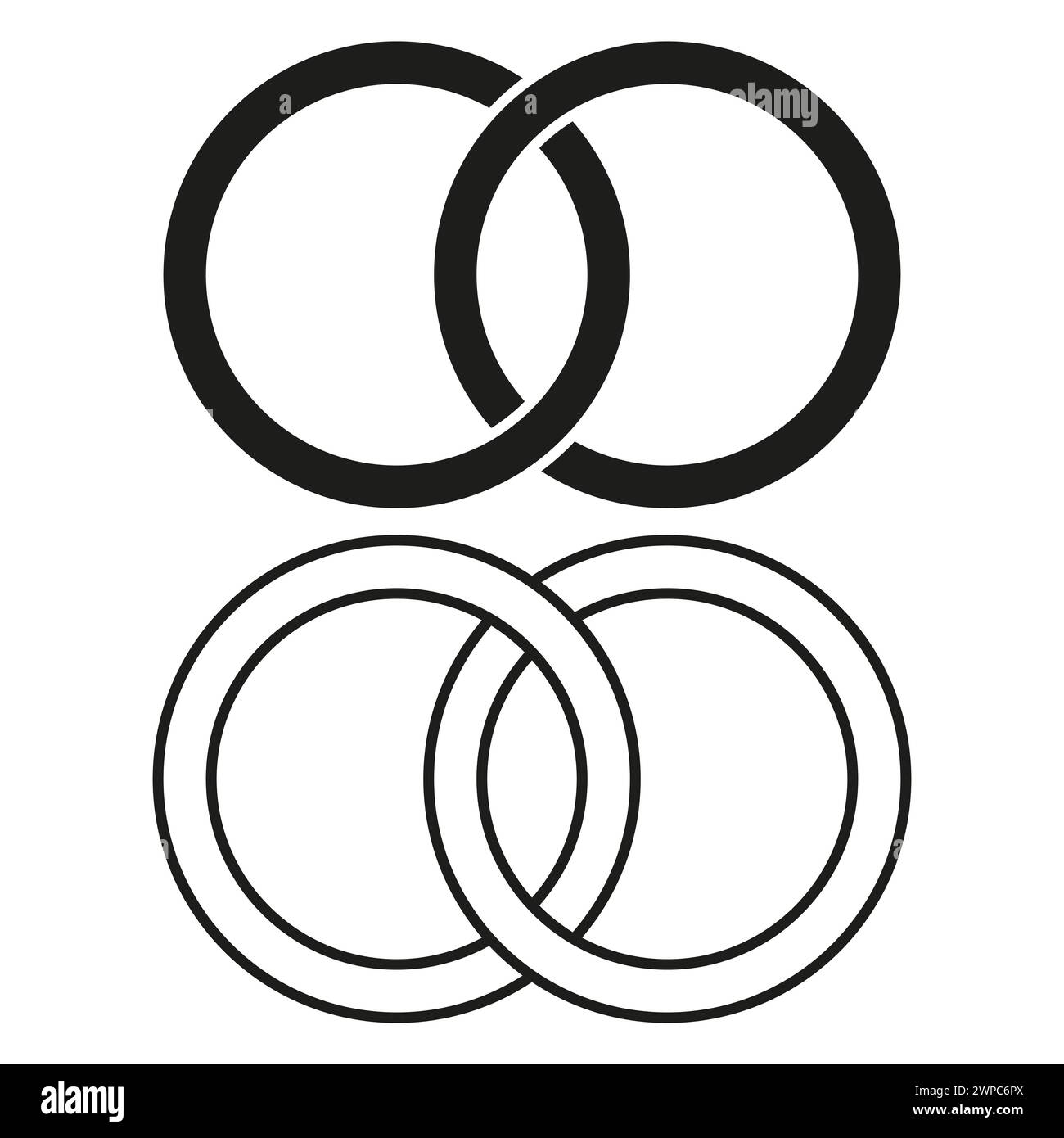 Symbol mit ineinandergreifenden Kreisen. Unity Simplicity Symbol. Elegantes Design. Vektorabbildung. EPS 10. Stock Vektor