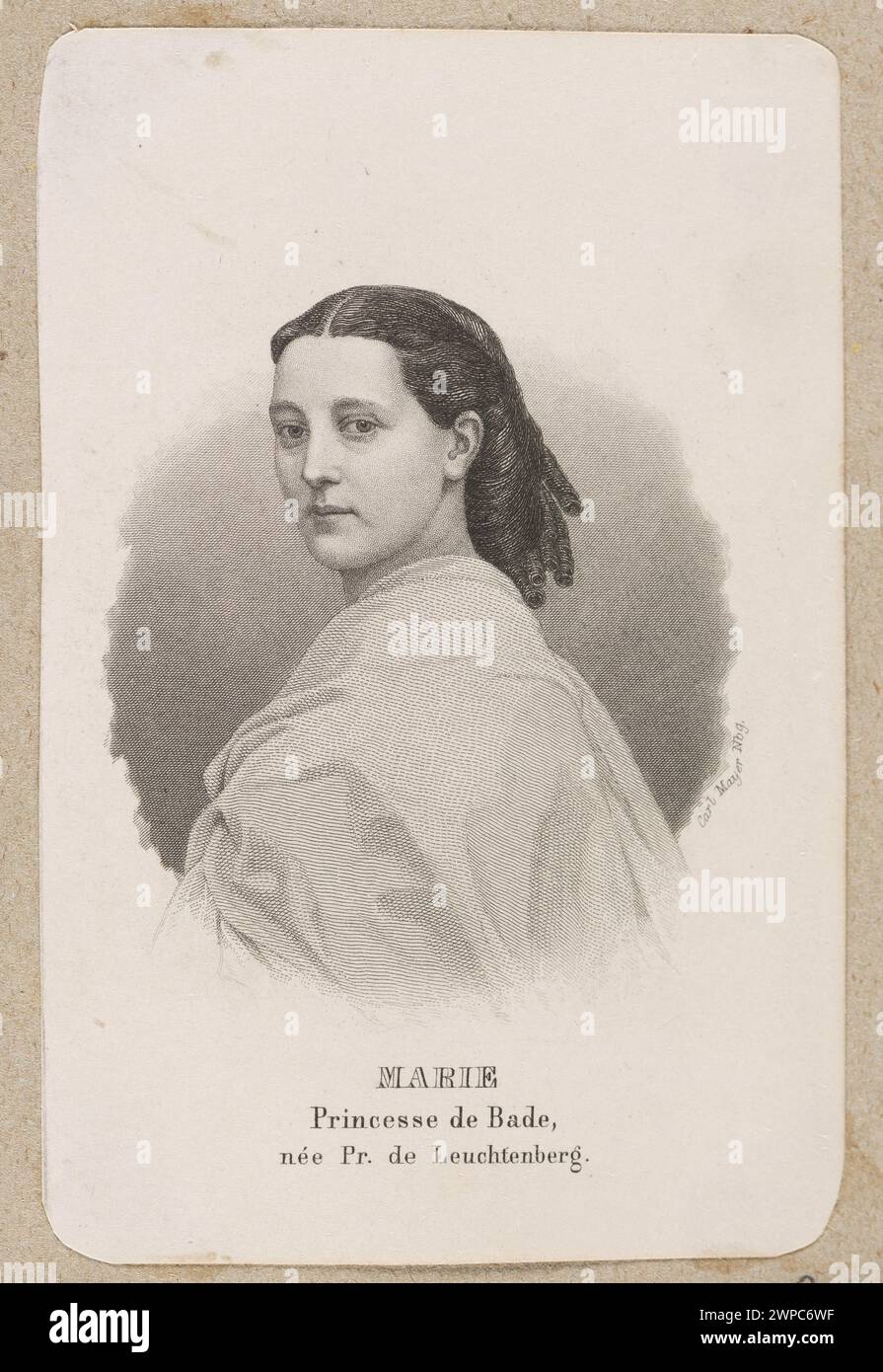Porträt von Maria, Prinzessin Leuchtenberg und Prinzessin von Baden, veröffentlicht in der Almanach de Gotha von Carl Mayer und Justus Perthes zwischen 1863 und 1864. Stockfoto