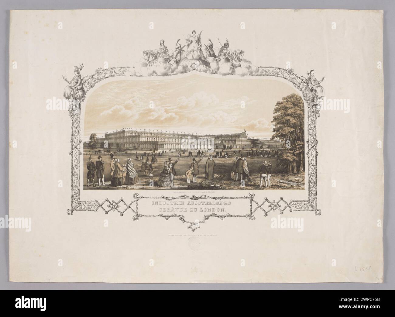 Eine Illustration des Gebäudes der Industrial Exhibition in London von Joseph La Ruelle und Jacob Anton Mayer aus dem Jahr 1851. Stockfoto