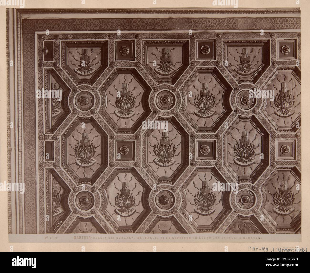 Mantova - Reggia dei Gonzaga. Dettaglio di un soffito in Legno con Intagli e Dorarature [mantua. PA ornamental]; Alinari, Fratelli (Florenz; fotografisches Zak 1852-); um 1860-um 1895 (1860-00-1900-00-00); Stockfoto