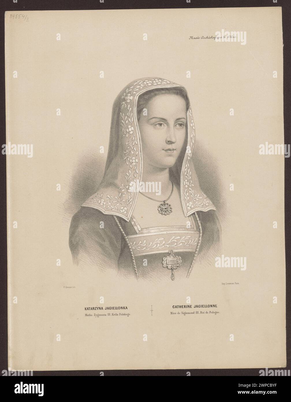 Porträt von Katarzyna Jagiellonka gemalt von Francisque-Martin-Francois Grenier de Saint-Martin und Lemertcier Rose Joseph in Paris, datiert von 1858–1862. Stockfoto