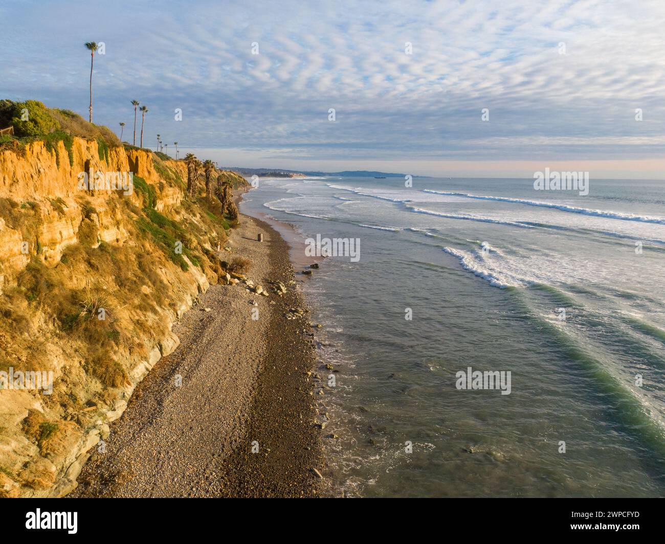 Sonnenuntergang in Encinitas California mit Drohne Stockfoto