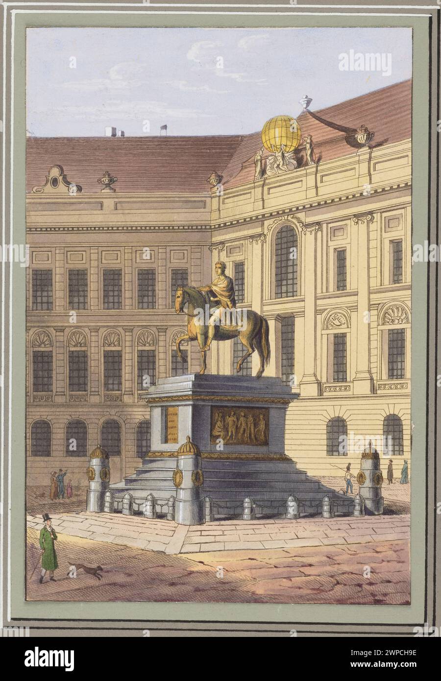 Ein Denkmal, das Kaiser Józef II. In Wien gewidmet ist und von Tranquillo Mollo zwischen 1818 und 1823 entworfen wurde, das ein Beispiel für neoklassizistische Architektur und öffentliche Kunst darstellt. Stockfoto