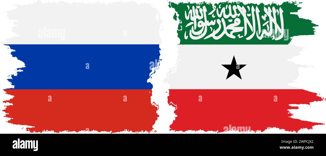 Somaliland und Russland Grunge Flaggen Verbindung, Vektor Stock Vektor