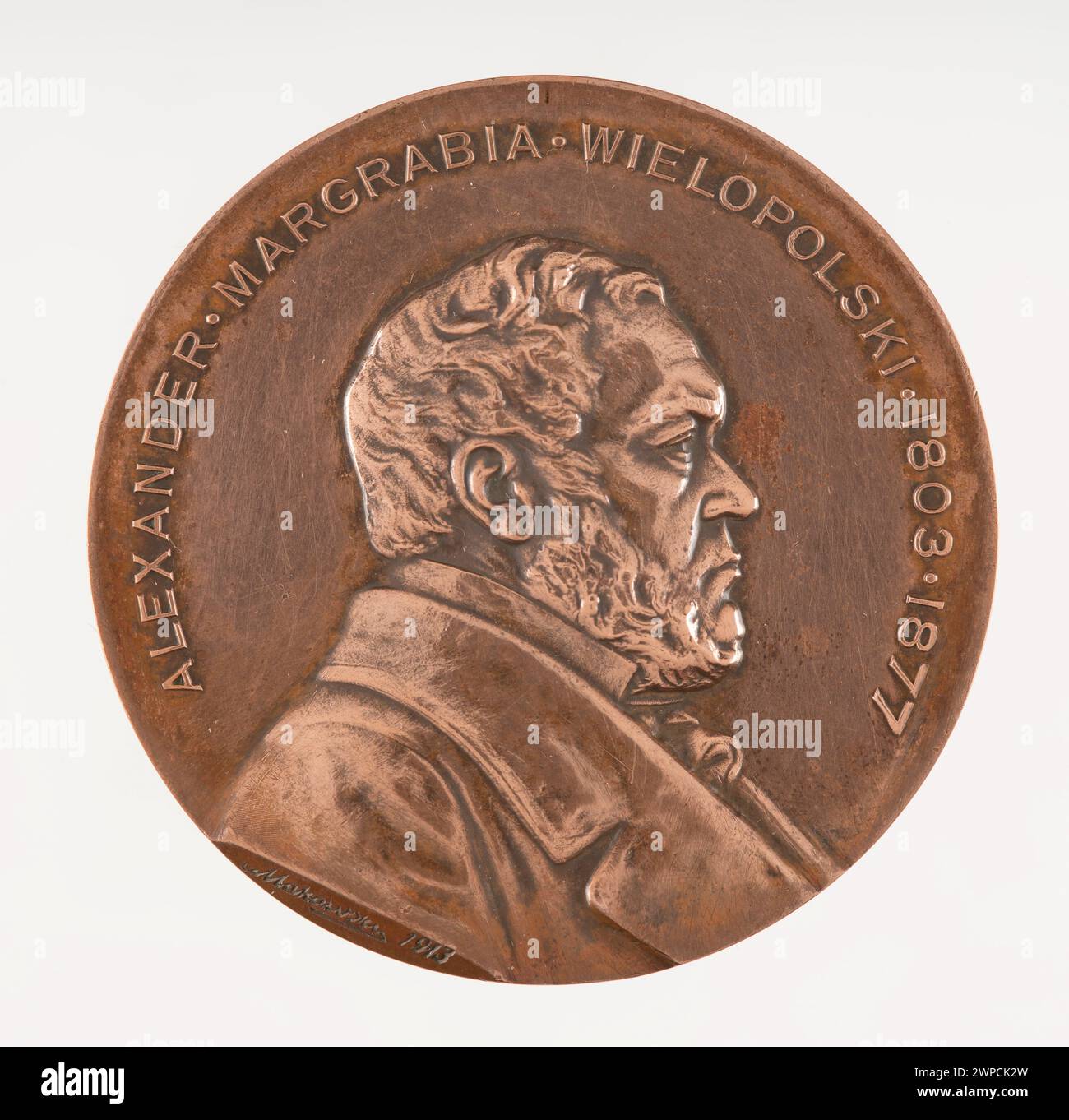 Medaille anlässlich des 50. Jahrestages der Reformen von Alexander Wielopolski (1803-1877); Makowski, Czes Aw (1873-1921), Chyli Ski, Józef (FL. 1903-1950); 1913 (1913-00-00-1913-00-00); Stockfoto