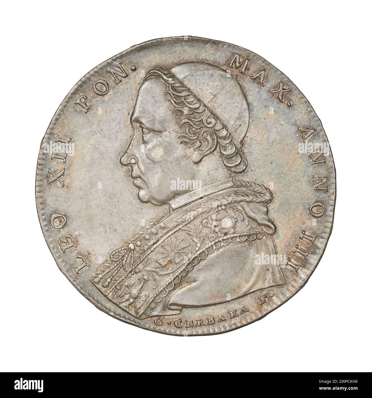 scudo; Leon XII (1823-1829), Cerbara, Giuseppe (fl. CA 1829-1858); 1825 (1825-00-00-1937-00-00); Stockfoto
