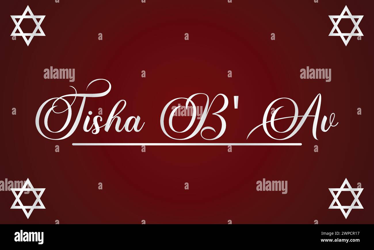 Tisha B'Av stilvoller Text und farbenfrohe Illustrationen im Hintergrund Stock Vektor