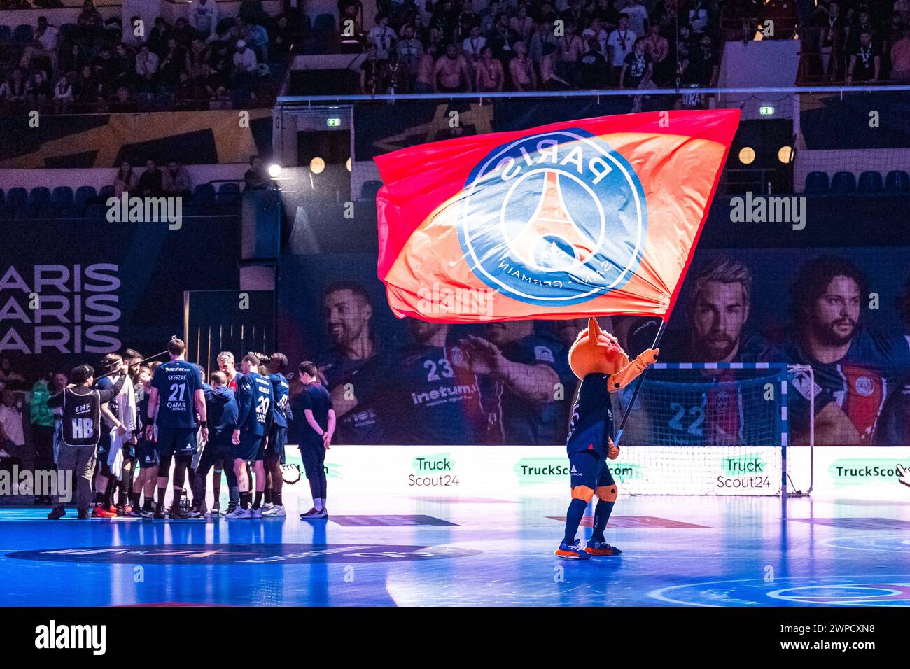 Illustration während der EHF Champions League, Gruppe A Handballspiel zwischen Paris Saint-Germain und OTP Bank - Pick Szeged am 6. März 2024 im Pierre de Coubertin Stadion in Paris, Frankreich Stockfoto