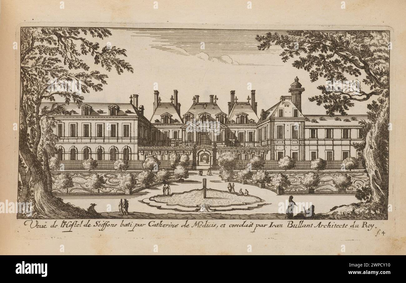 Blick auf das L'Hostel de Soissons, erbaut von Katarzyn Medycew unter der Leitung des königlichen Architekten Jean Bullant; Perelle, Gabriel (1604-1677), Wit, Frederick de (1610-1698); st.); ca. 1660-OK. 1670 (1601-00-00-1700-00-00); Stockfoto