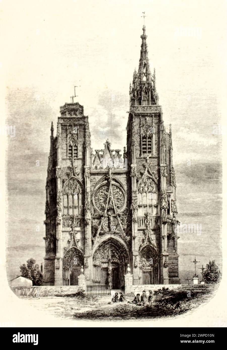 Alte gravierte Illustration von Notre-Dame de l’Epine, Matne, Frankreich. Erstellt von Best, veröffentlicht bei Magasin Pittoresque, Paris, 1852 Stockfoto