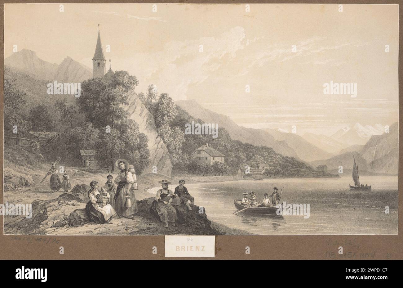 Blick auf Brienz; Deroy, Isidore Laurent (1797-1886), Lemercier, Benard et Cie (Paris; Litographisches Werk; FL. 1837-Ca 1880), Jeannin, Henri Jules (Fl. Ca 1829-1854), Gambart, Ernest (1819-1902); 1845 (1845-00-00-1845-00); Stockfoto