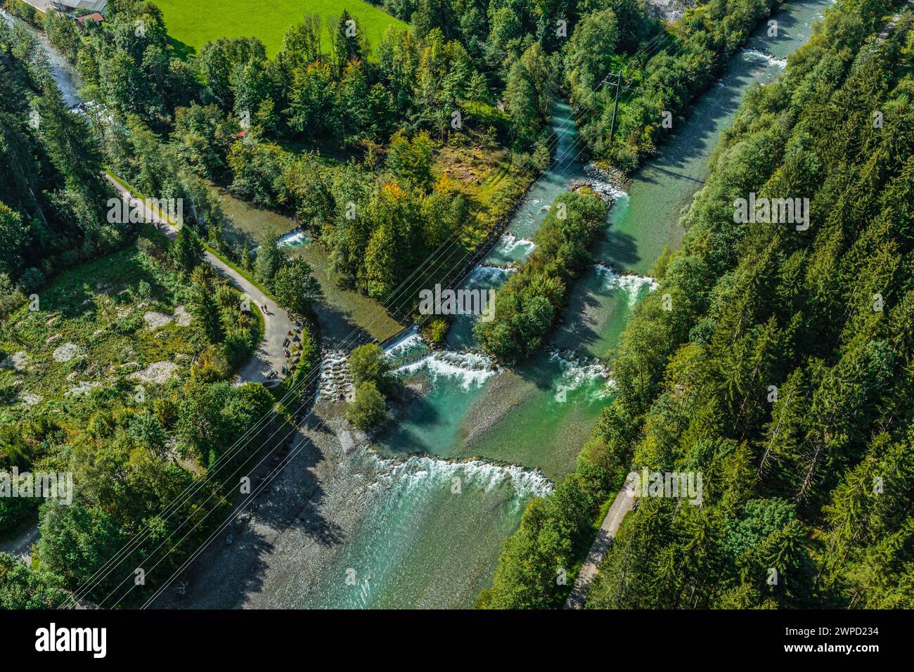 Idyllisches Oberallgäu an der Quelle der Iller bei Oberstdorf im Sommer Stockfoto