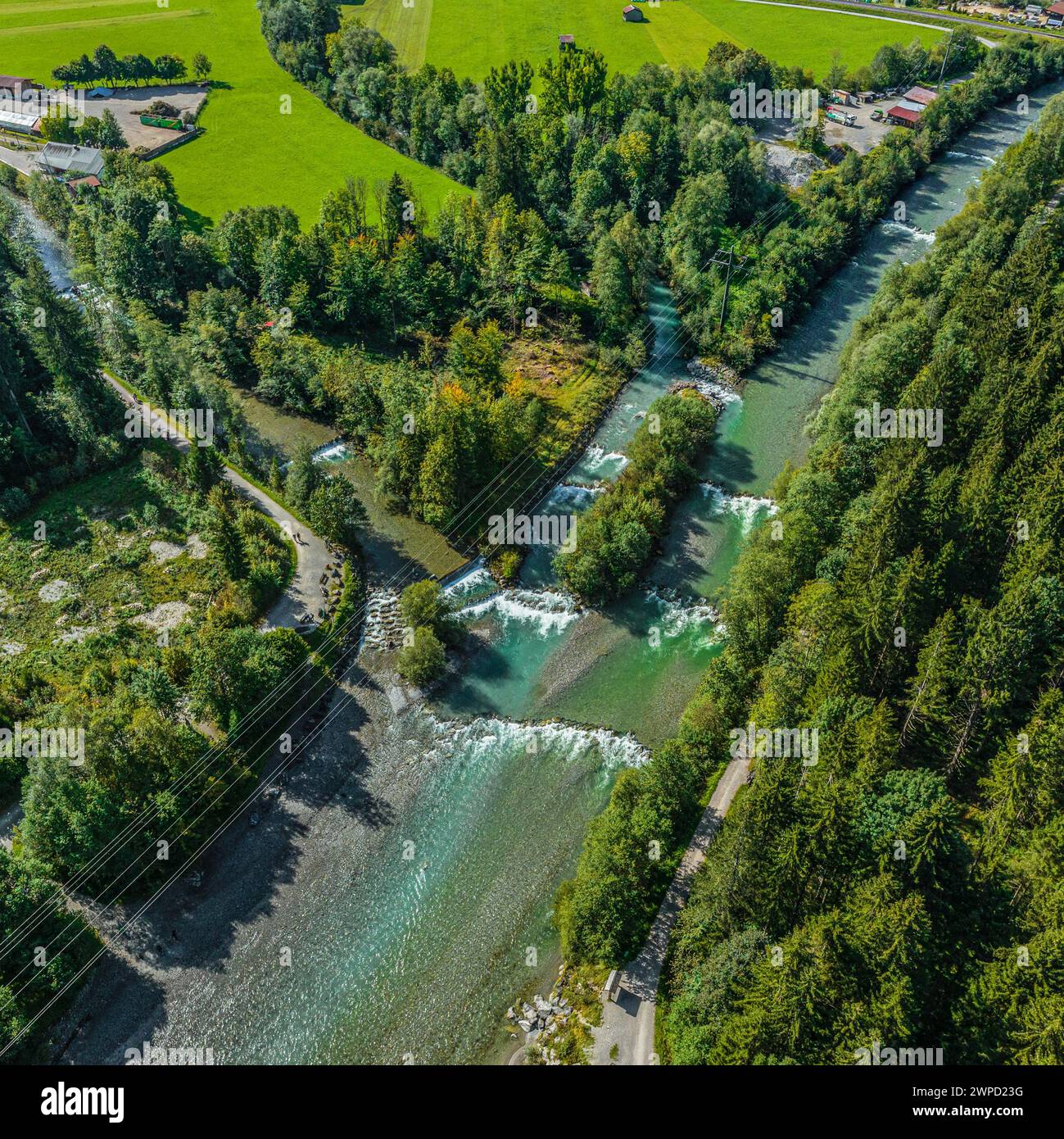 Idyllisches Oberallgäu an der Quelle der Iller bei Oberstdorf im Sommer Stockfoto