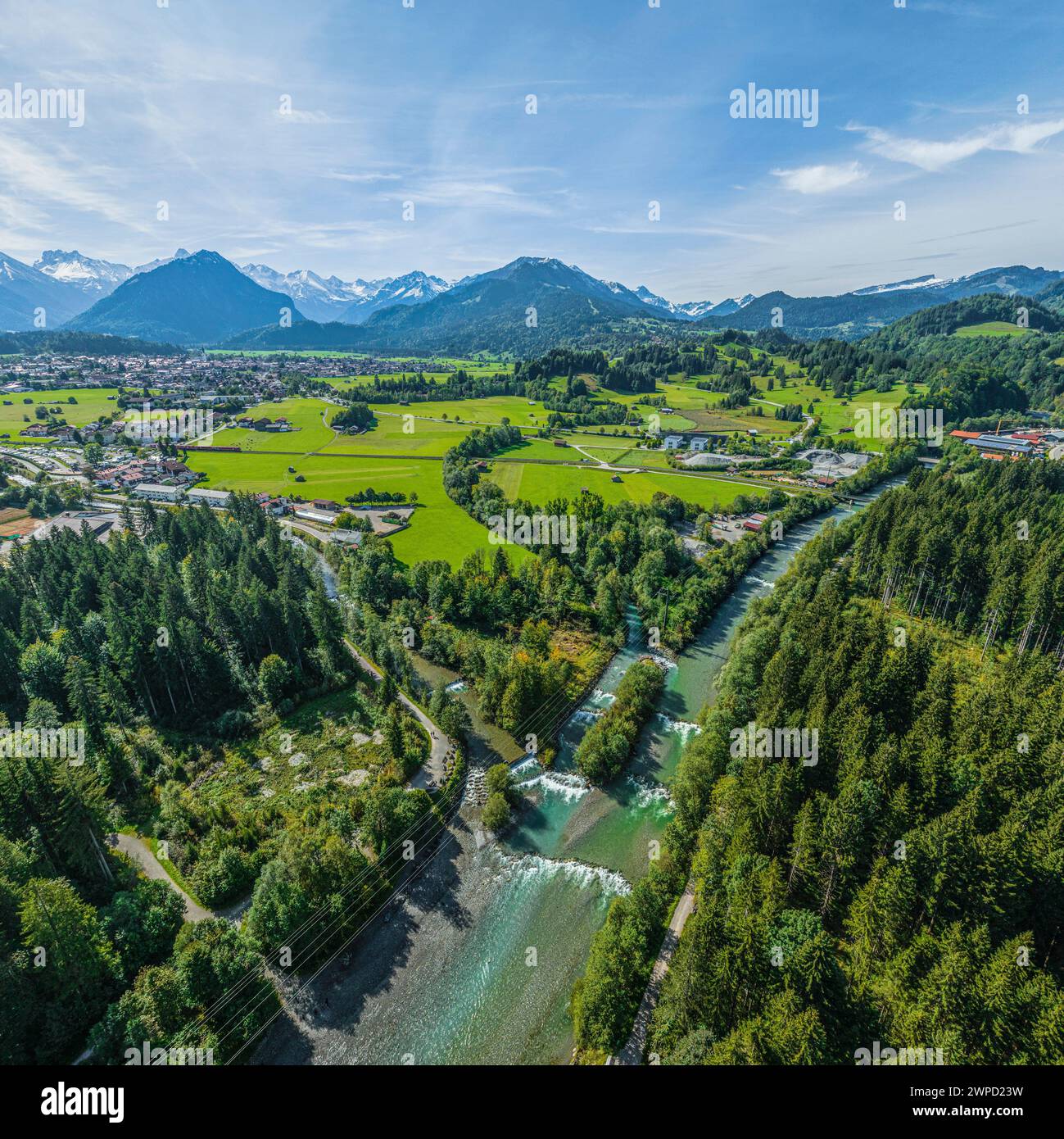 Idyllisches Oberallgäu an der Quelle der Iller bei Oberstdorf im Sommer Stockfoto