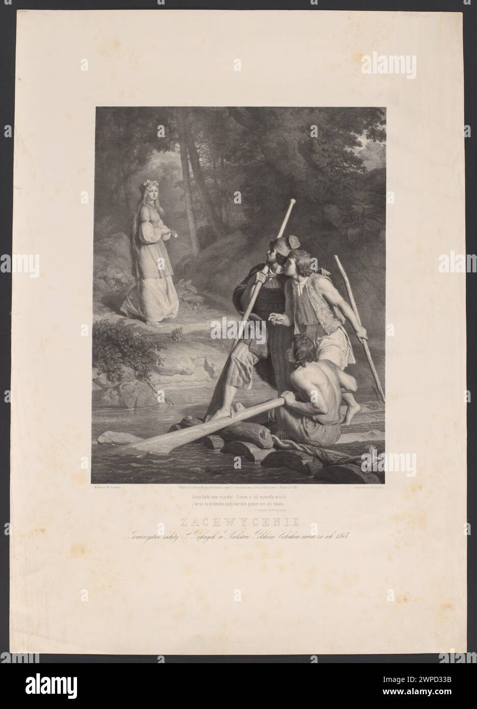 Illustration 'Delight', verliehen von der Gesellschaft für bildende Kunst in Polen im Jahr 1864, erstellt von Wojciech Gerson und veröffentlicht von Adam Dzwonkowski in Warschau. Stockfoto