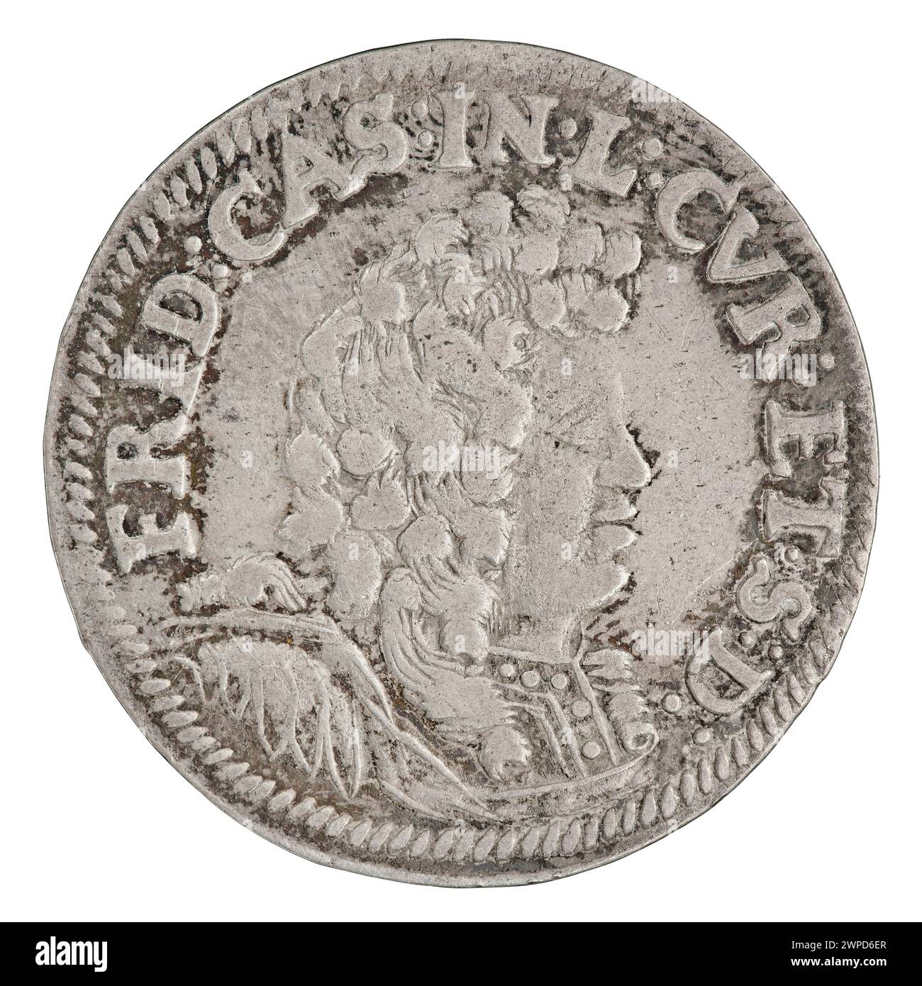 Silber Ort Münze geprägt 1694 unter Fryderyk Kazimierz Kettler für das Herzogtum Kurland und Semigallien, entworfen von Gustaw Adolf Hille. Stockfoto