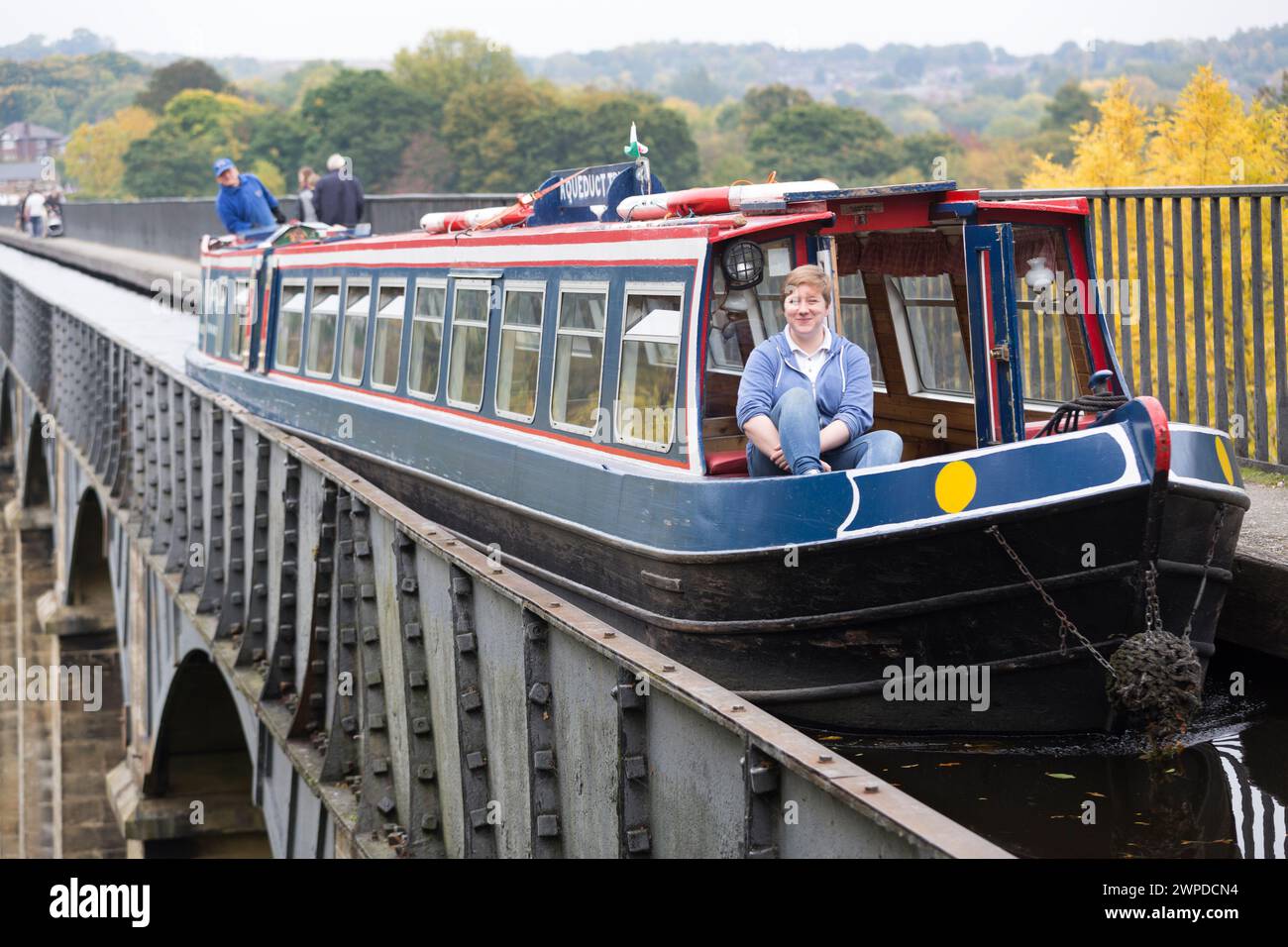 Das Pontcysyllte Aquädukt führt den Llangollen-Kanal über den Fluss Dee. Entworfen von Thomas Telford. Ein Weltkulturerbe, Wales, Großbritannien. Stockfoto