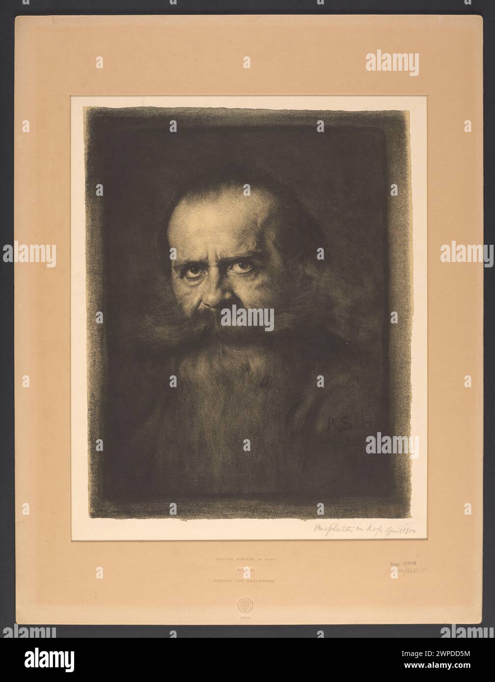 Eine Frontalbüste des deutschen Philosophen Eduard von Hartmann, die 1900 vom Bildhauer Rudolf Schulte im Hofe geschaffen wurde. Stockfoto