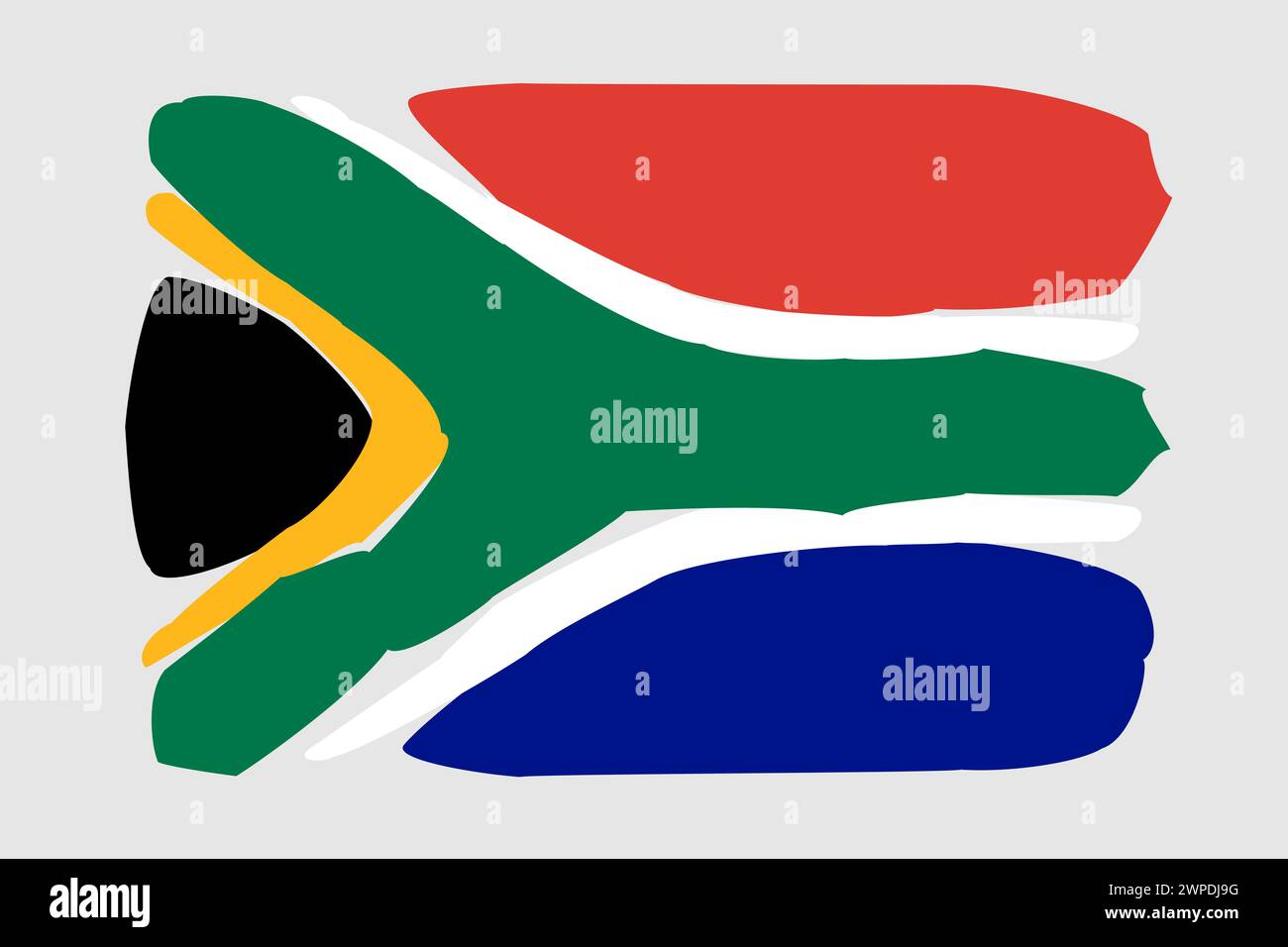 Südafrika Flagge - gemalte Design Vektor Illustration. Vektorpinselstil Stock Vektor