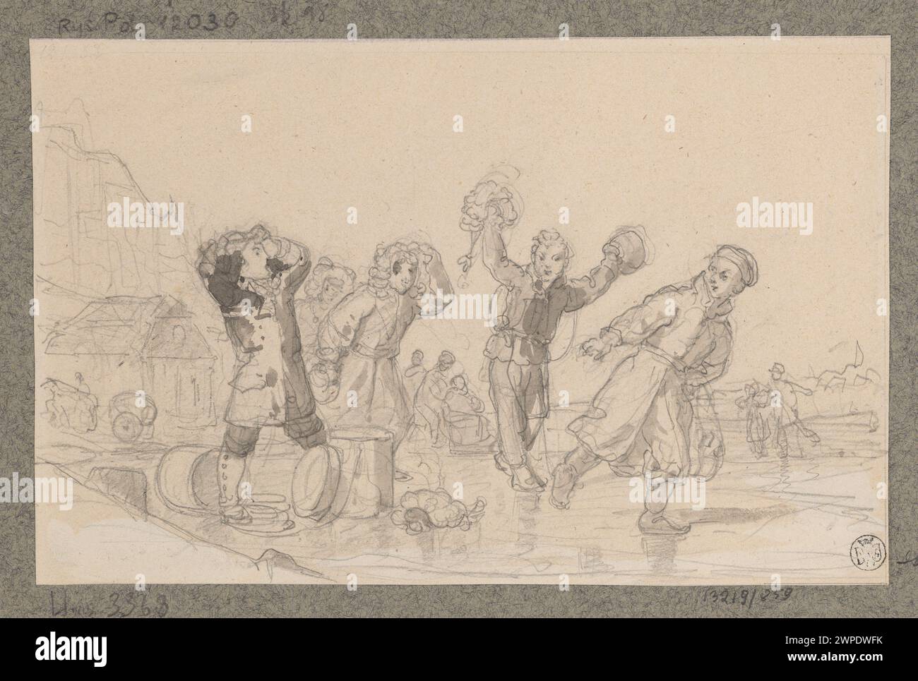 Illustration von Kindern, die auf einer Folie spielen, erstellt von Wojciech Gerson für die Zeitschrift Wreath vor 1872. Stockfoto