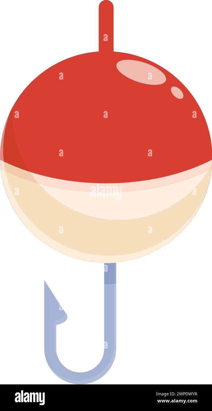 Rot weiß Bobber Icon Cartoon Vektor. Angelhaken. Hobby im Wasserbereich Stock Vektor