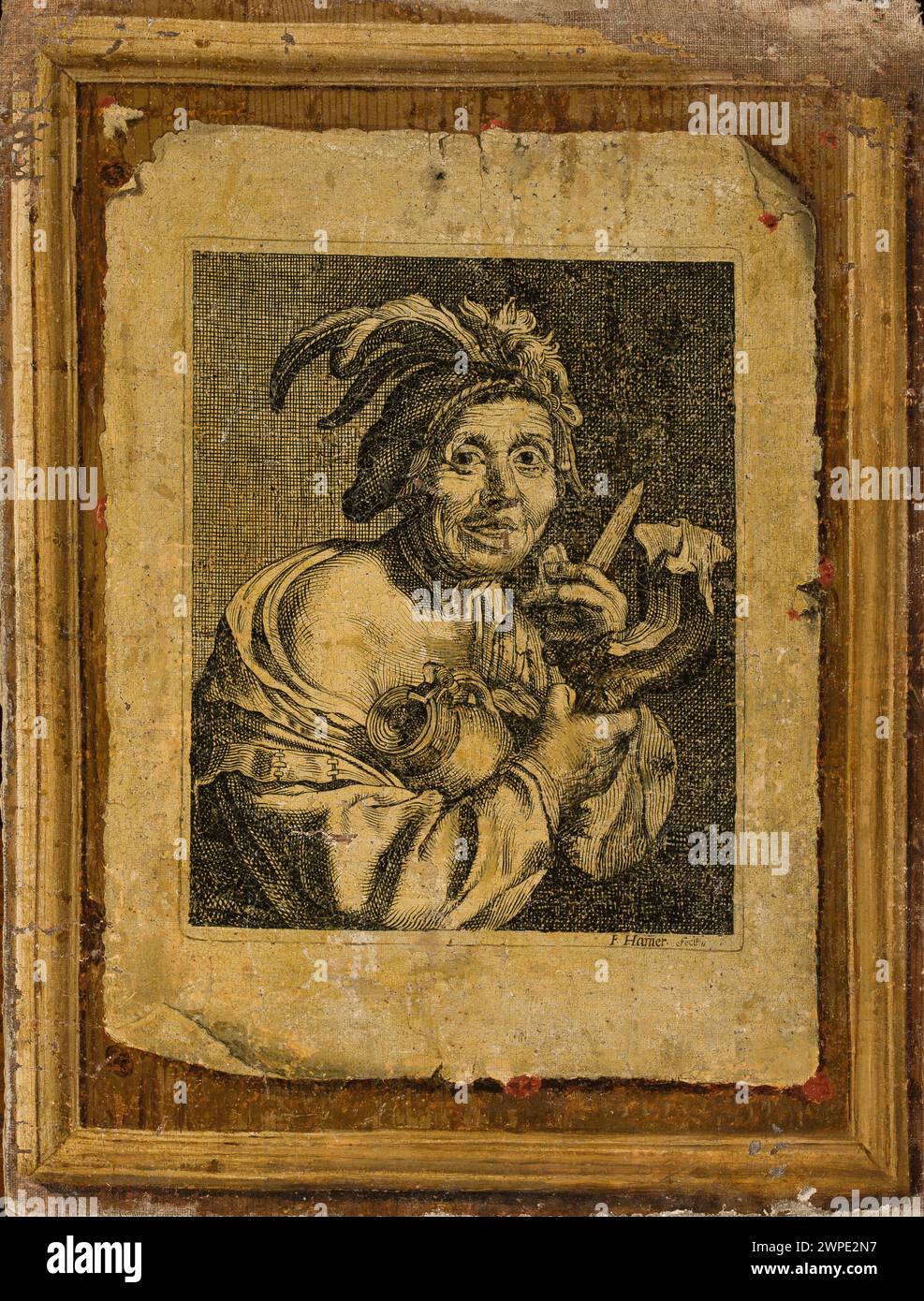 Französische Gemälde von Pierre Daret, Charles David und Georges Lallemand (16. Bis 17. Jahrhundert) im Stil der Karavaggion, einschließlich Genremalerei und Trompe l’oeil-Techniken. Stockfoto