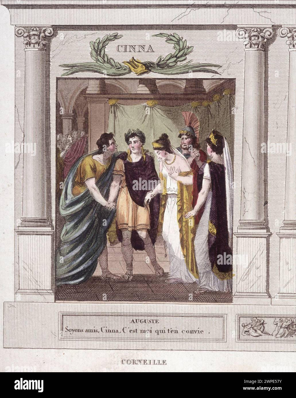 Szene und Dialog von Augustus in Cinna in 'Cinna or the Clemency of Augustus', Tragödie von Corneille, 1642 Stockfoto