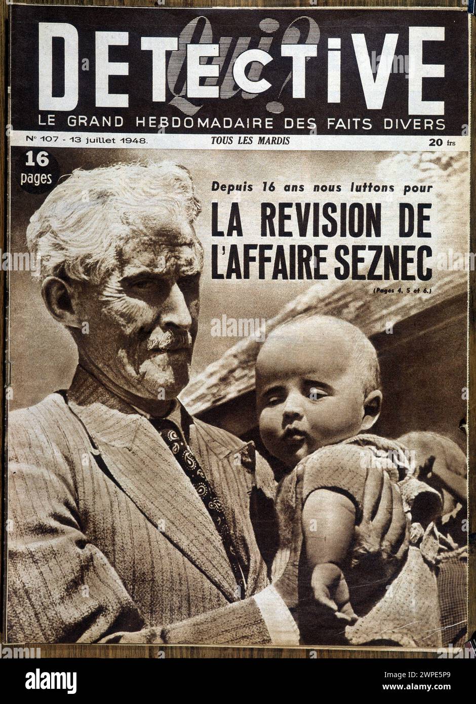 Die Ubersicht über den Fall Seznec - in "Detective" vom 07/13/1948 Stockfoto