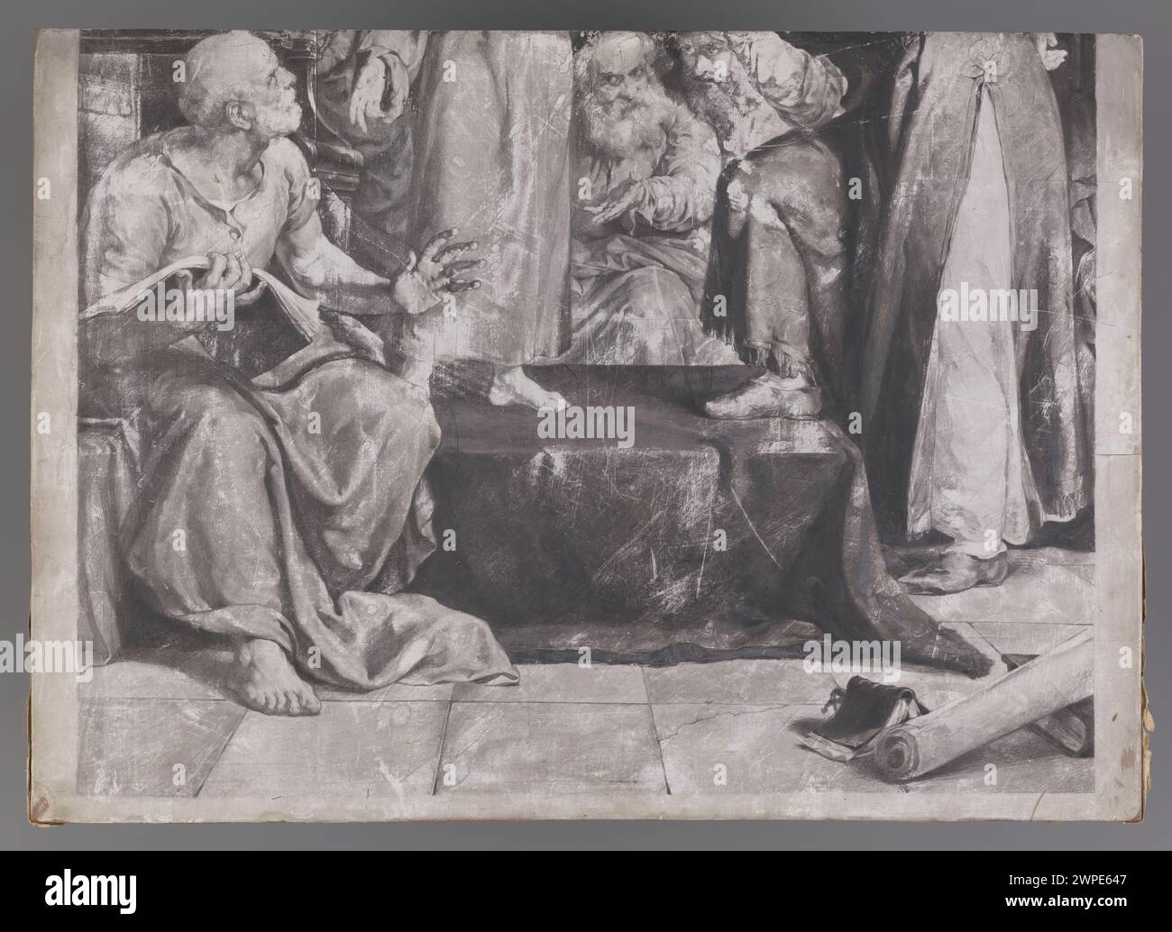 Gemälde, das Jesus im Alter von zwölf Jahren in einem biblischen Kontext darstellt, entstanden zwischen 1859 und 1880 und betont Jugend- und religiöse Erzählungen. Stockfoto