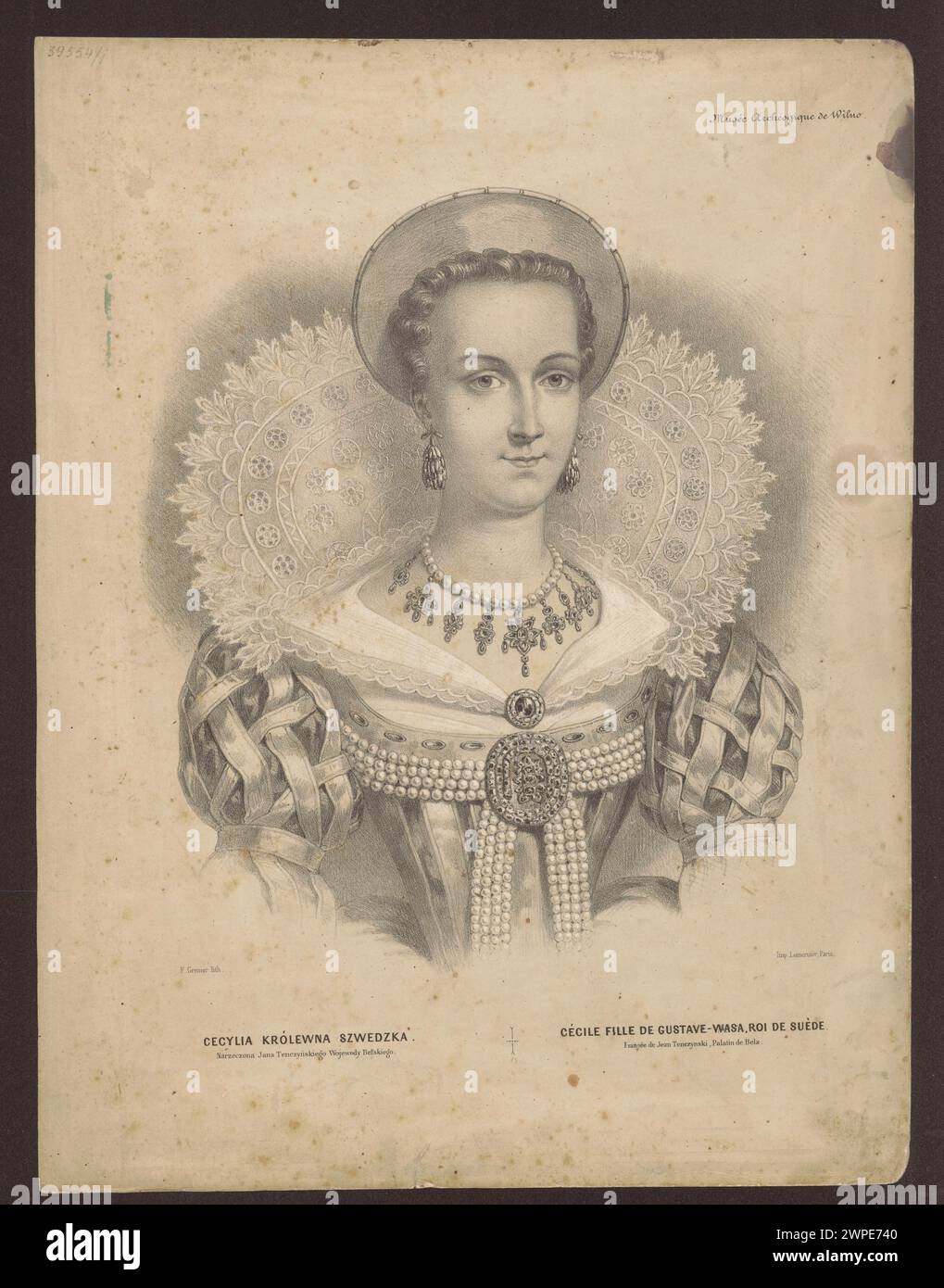 Porträt der schwedischen Cecylia gemalt von Francisque-Martin-Francois Grenier de Saint-Martin und Lemertcier Rose Joseph, entstanden zwischen 1858-1862 in Paris. Stockfoto