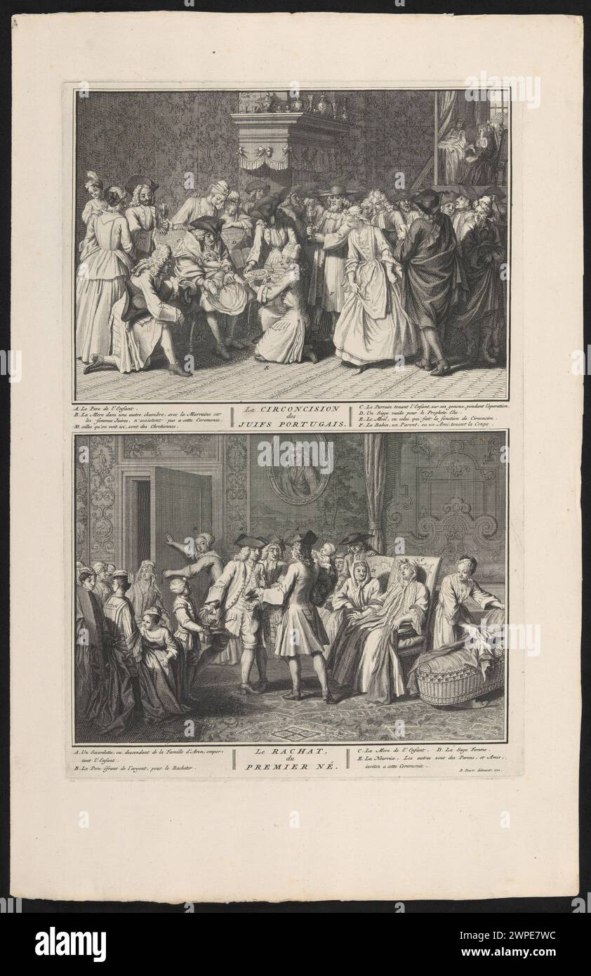 Rituale im Zusammenhang mit der Geburt eines Kindes mit portugiesischen Juden; Beschneidung und Kauf des Erstgeborenen; Picart, Bernard (1673-1733); 1722 (1722-00-1722-00-00); Stockfoto